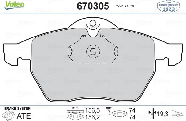 Valeo 670305 - Bremžu uzliku kompl., Disku bremzes ps1.lv