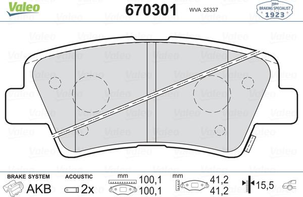 Valeo 670301 - Bremžu uzliku kompl., Disku bremzes ps1.lv