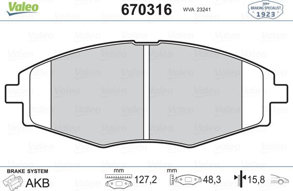 Valeo 670316 - Bremžu uzliku kompl., Disku bremzes ps1.lv