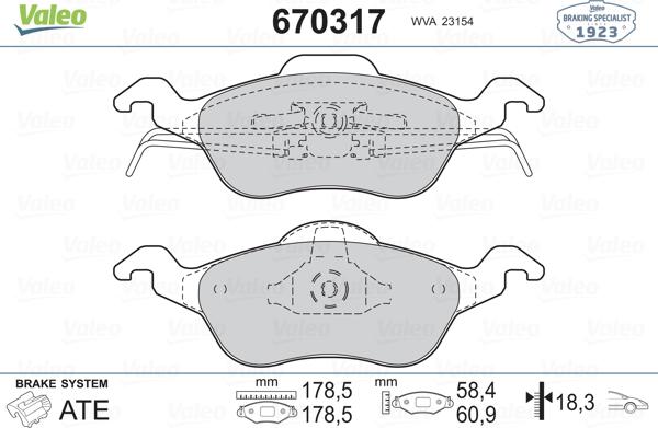 Valeo 670317 - Bremžu uzliku kompl., Disku bremzes ps1.lv