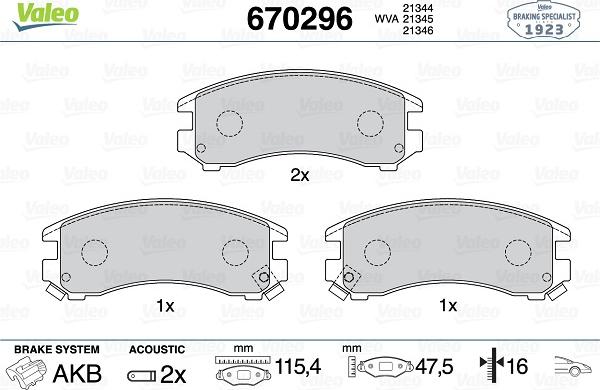 Valeo 670296 - Bremžu uzliku kompl., Disku bremzes ps1.lv