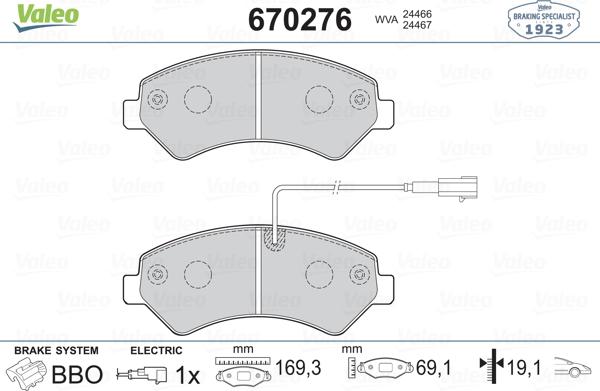 Valeo 670276 - Bremžu uzliku kompl., Disku bremzes ps1.lv