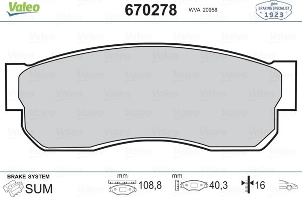 Valeo 670278 - Bremžu uzliku kompl., Disku bremzes ps1.lv