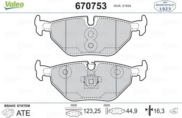 Valeo 670753 - Bremžu uzliku kompl., Disku bremzes ps1.lv