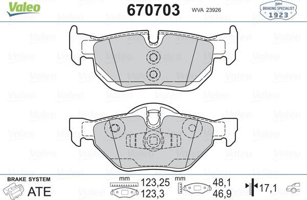 Valeo 670703 - Bremžu uzliku kompl., Disku bremzes ps1.lv