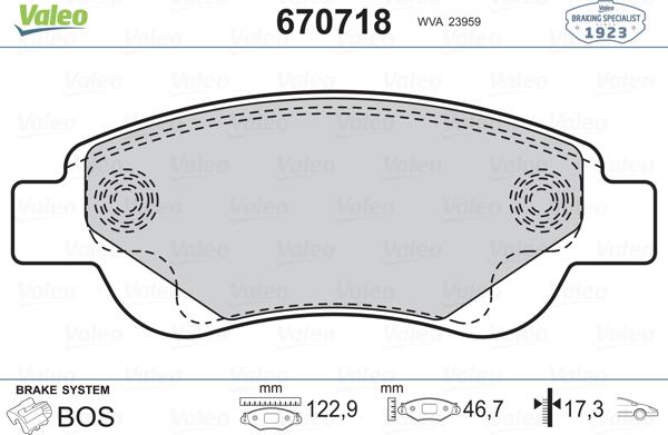 Valeo 670718 - Bremžu uzliku kompl., Disku bremzes ps1.lv