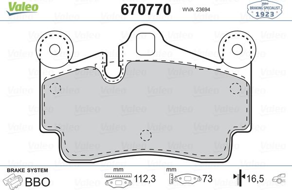 Valeo 670770 - Bremžu uzliku kompl., Disku bremzes ps1.lv