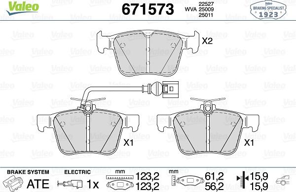 Valeo 671573 - Bremžu uzliku kompl., Disku bremzes ps1.lv