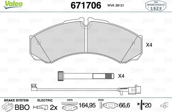 Valeo 671706 - Bremžu uzliku kompl., Disku bremzes ps1.lv