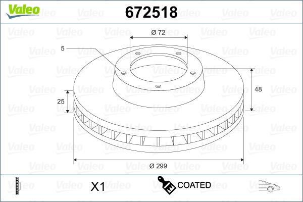 Valeo 672518 - Bremžu diski ps1.lv