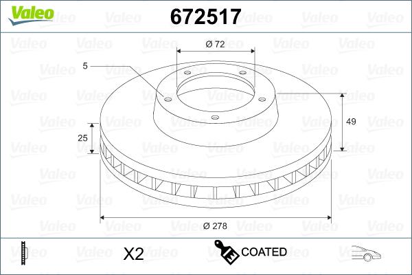 Valeo 672517 - Bremžu diski ps1.lv