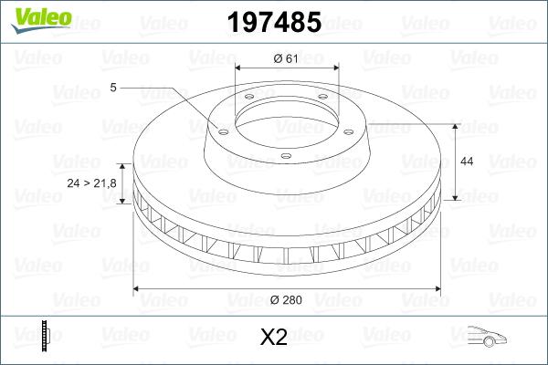 Valeo 197485 - Bremžu diski ps1.lv