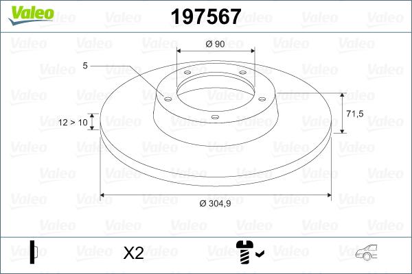 Valeo 197567 - Bremžu diski ps1.lv