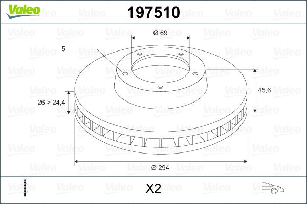 Valeo 197510 - Bremžu diski ps1.lv