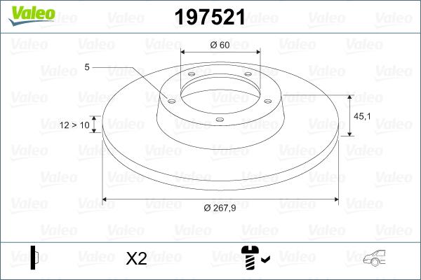 Valeo 197521 - Bremžu diski ps1.lv