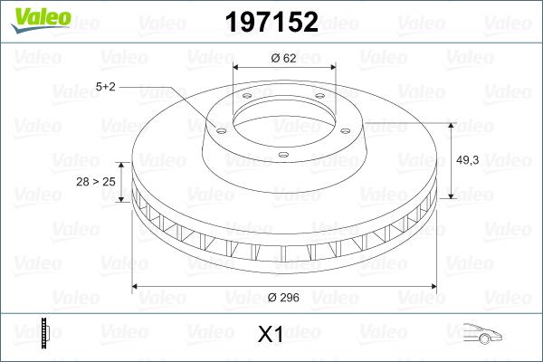 Valeo 197152 - Bremžu diski ps1.lv