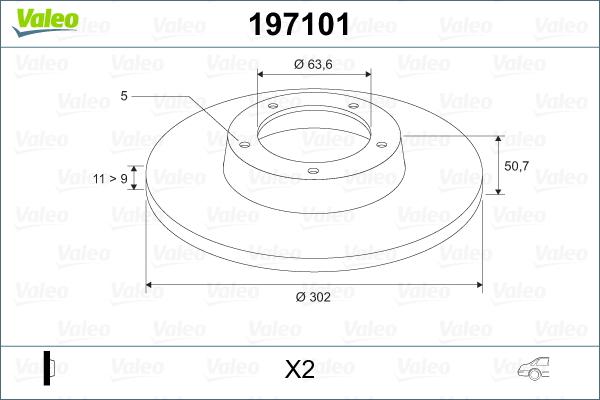 Valeo 197101 - Bremžu diski ps1.lv