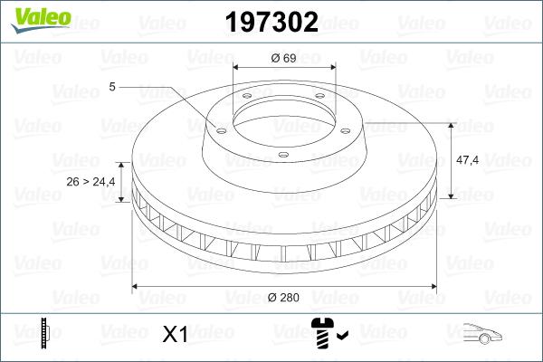 Valeo 197302 - Bremžu diski ps1.lv
