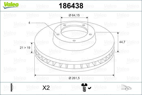 Valeo 186438 - Bremžu diski ps1.lv