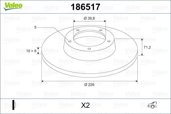 Valeo 186517 - Bremžu diski ps1.lv