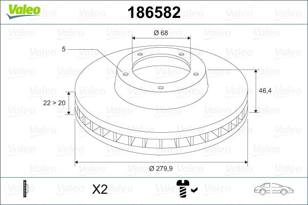 Valeo 186582 - Bremžu diski ps1.lv