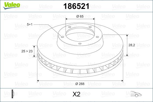 Valeo 186521 - Bremžu diski ps1.lv