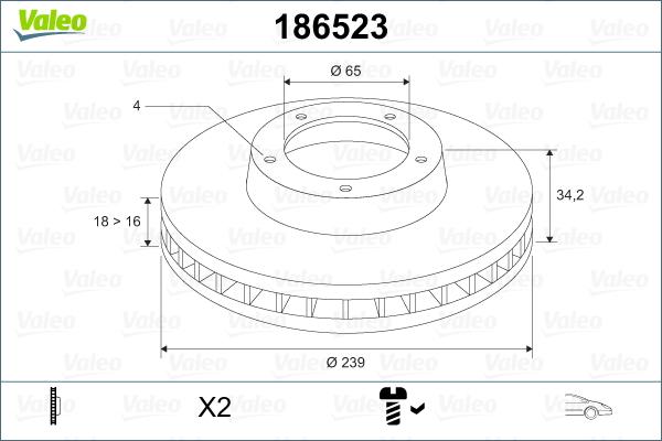 Valeo 186523 - Bremžu diski ps1.lv