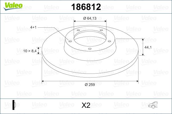 Valeo 186812 - Bremžu diski ps1.lv