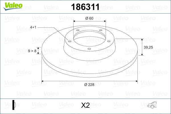 Valeo 186311 - Bremžu diski ps1.lv