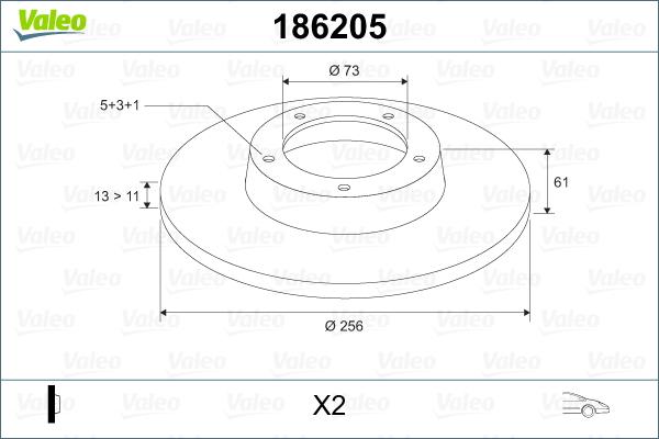 Valeo 186205 - Bremžu diski ps1.lv