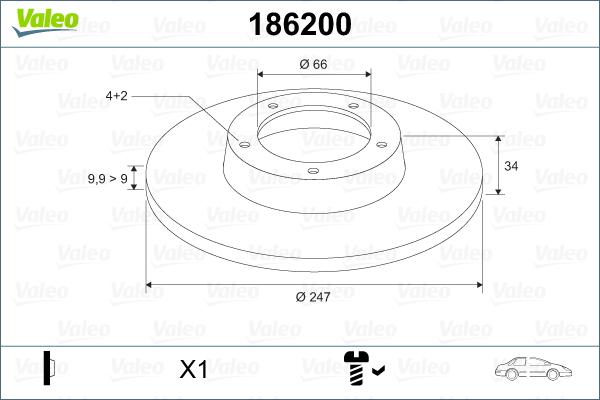 Valeo 186200 - Bremžu diski ps1.lv