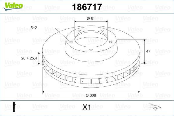 Valeo 186717 - Bremžu diski ps1.lv