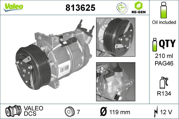 Valeo 813625 - Kompresors, Gaisa kond. sistēma ps1.lv