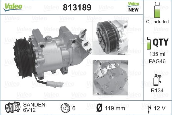 Valeo 813189 - Kompresors, Gaisa kond. sistēma ps1.lv