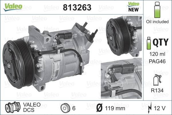 Valeo 813263 - Kompresors, Gaisa kond. sistēma ps1.lv