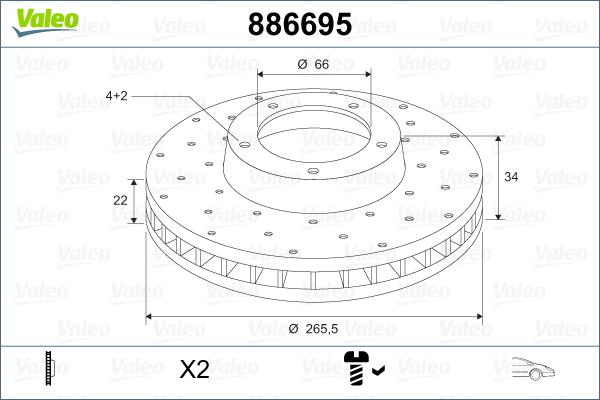 Valeo 886695 - Bremžu diski ps1.lv