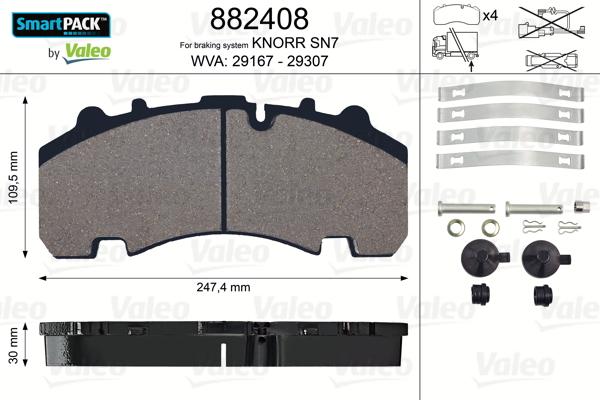 Valeo 882408 - Bremžu uzliku kompl., Disku bremzes ps1.lv