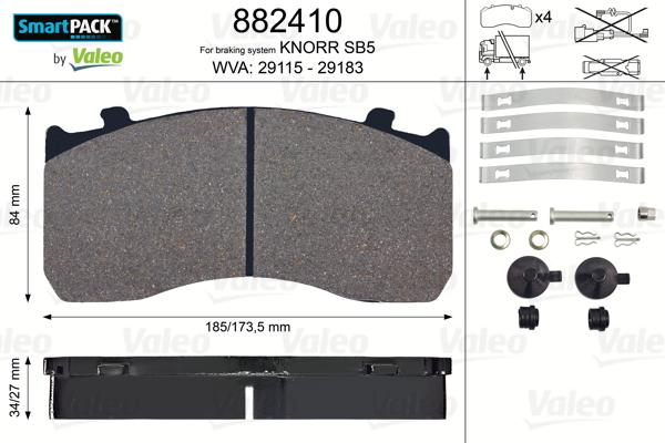 Valeo 882410 - Bremžu uzliku kompl., Disku bremzes ps1.lv