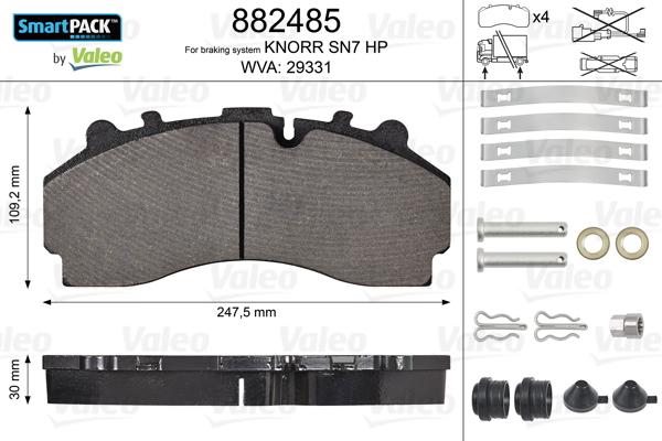 Valeo 882485 - Bremžu uzliku kompl., Disku bremzes ps1.lv