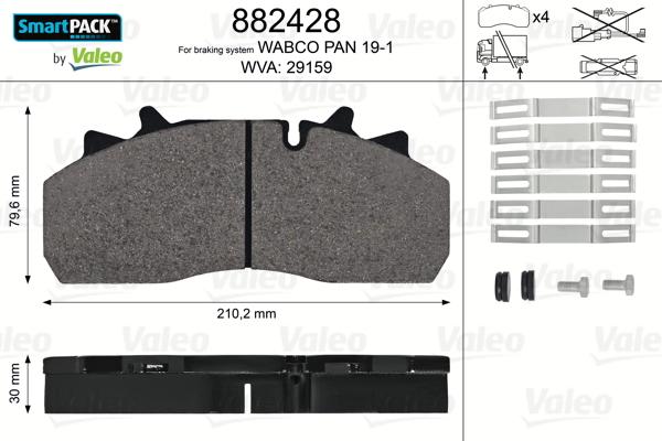 Valeo 882428 - Bremžu uzliku kompl., Disku bremzes ps1.lv