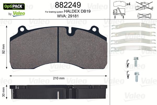 Valeo 882249 - Bremžu uzliku kompl., Disku bremzes ps1.lv