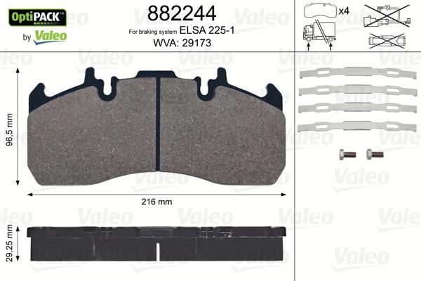 Valeo 882244 - Bremžu uzliku kompl., Disku bremzes ps1.lv