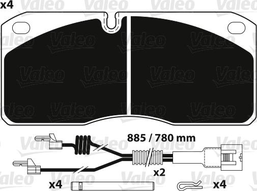 Valeo 882255 - Bremžu uzliku kompl., Disku bremzes ps1.lv