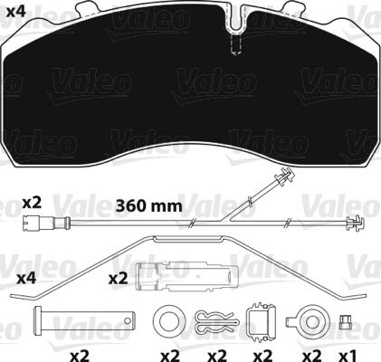 Valeo 882206 - Bremžu uzliku kompl., Disku bremzes ps1.lv