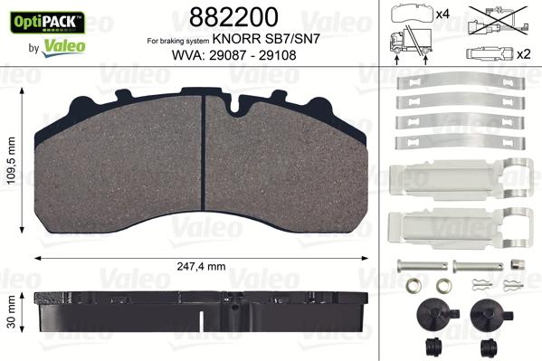 Valeo 882200 - Bremžu uzliku kompl., Disku bremzes ps1.lv