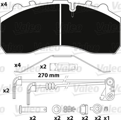 Valeo 882202 - Bremžu uzliku kompl., Disku bremzes ps1.lv