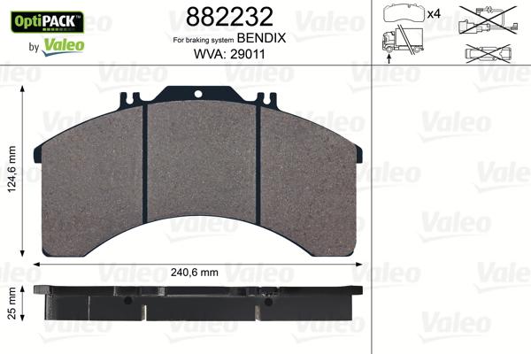 Valeo 882232 - Bremžu uzliku kompl., Disku bremzes ps1.lv