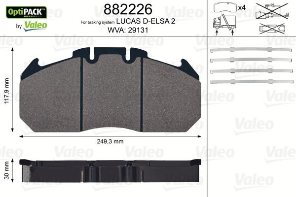 Valeo 882226 - Bremžu uzliku kompl., Disku bremzes ps1.lv