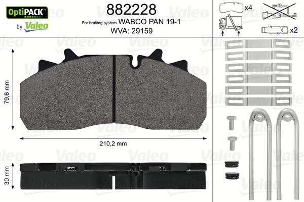 Valeo 882228 - Bremžu uzliku kompl., Disku bremzes ps1.lv