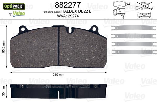 Valeo 882277 - Bremžu uzliku kompl., Disku bremzes ps1.lv